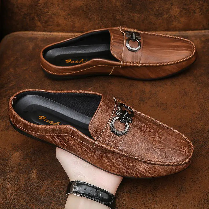 Men's Half-Wrapped Slip-On Closed Toe Leather Loafers