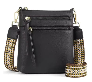 Multi-Zipper Vertical Shoulder Bag