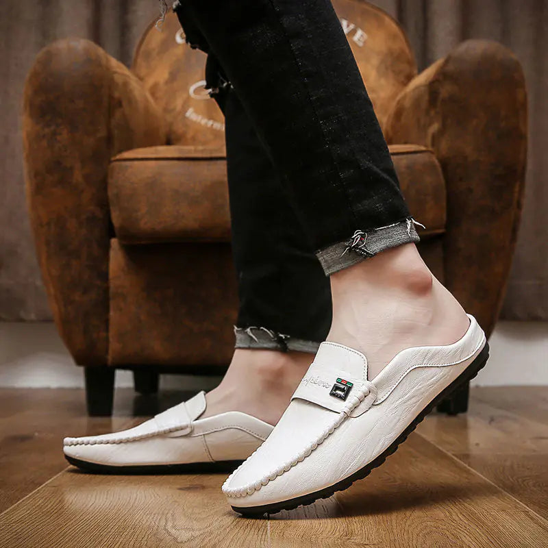 Men's Half-Wrapped Slip-On Closed Toe Leather Loafers