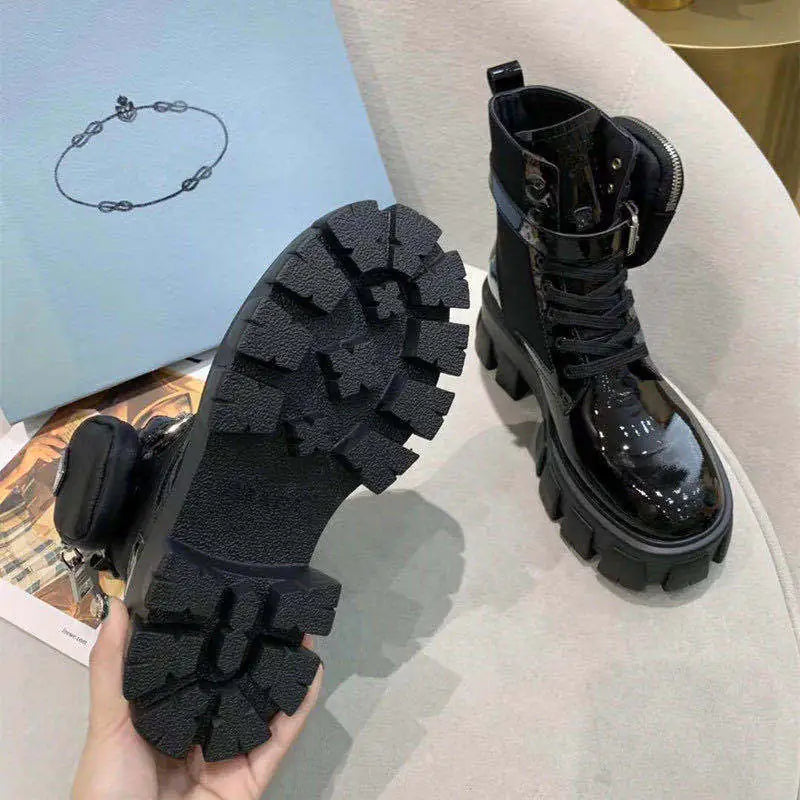 2020 Retro Thick Sole Leather Martin Short Boots