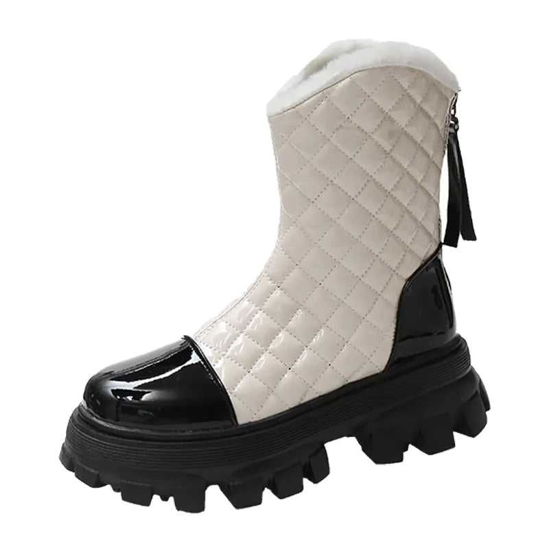 Casual Thick Heel Color Matching Velvet Boots