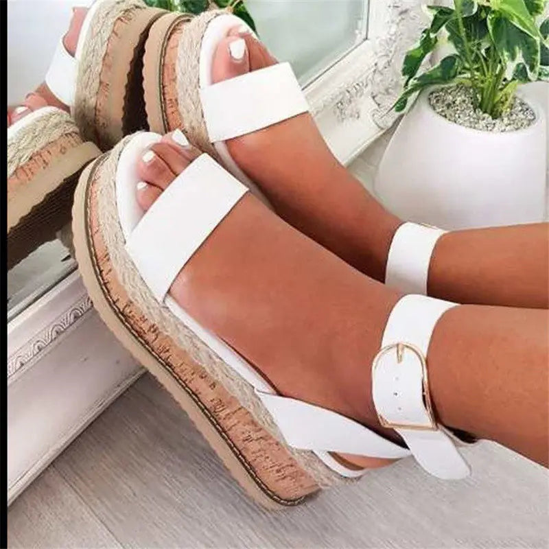 Plus Size Women's Solid Color Platform Sandals