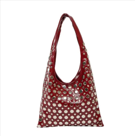 Polka Dot Rivet Shoulder Bag