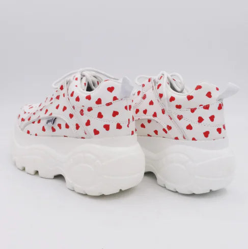 Heart-Shaped White Platform Shoes with Thick Soles