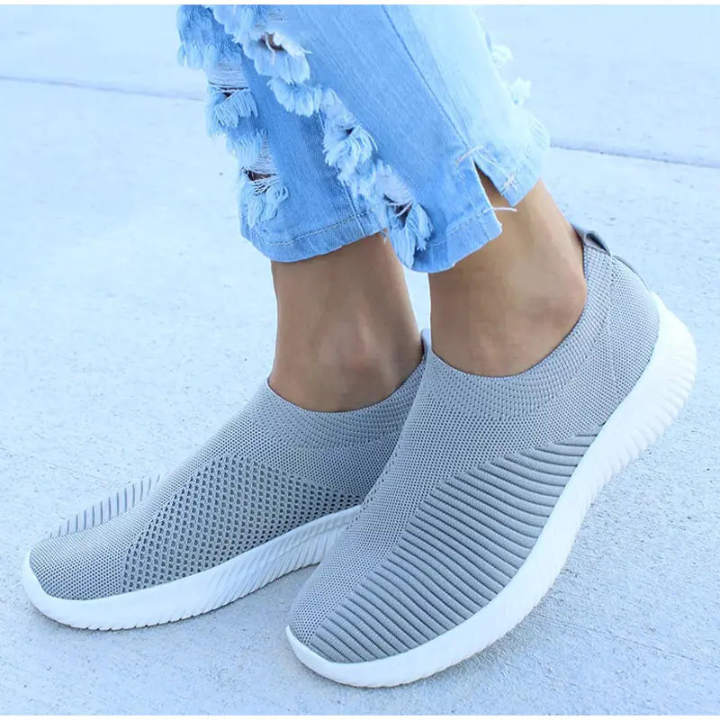 Fashionable Knitted White Sneakers for Women
