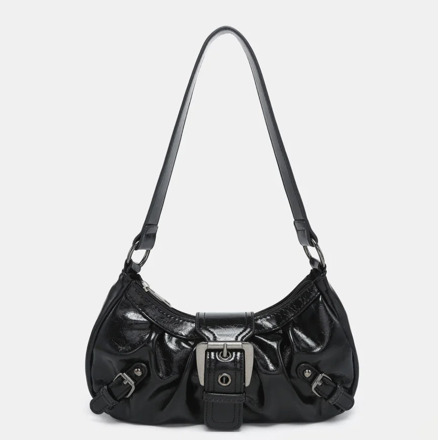 Vintage Two-Tone PU Leather Shoulder Bag