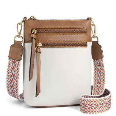 Multi-Zipper Vertical Shoulder Bag
