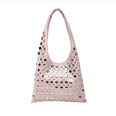 Polka Dot Rivet Shoulder Bag