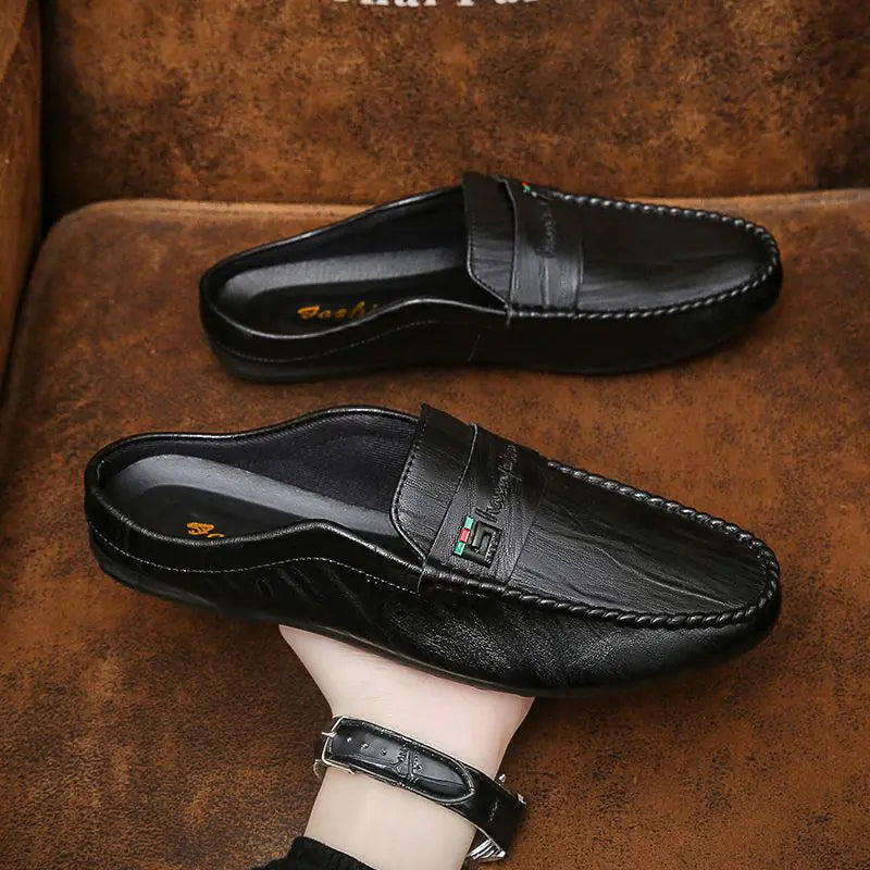 Men's Half-Wrapped Slip-On Closed Toe Leather Loafers
