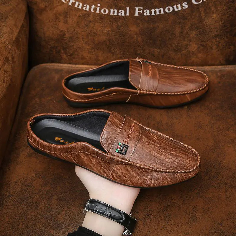 Men's Half-Wrapped Slip-On Closed Toe Leather Loafers