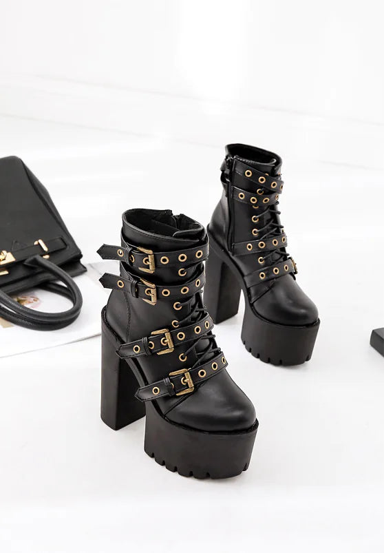 High Heel Ankle Boots with Studs for Women