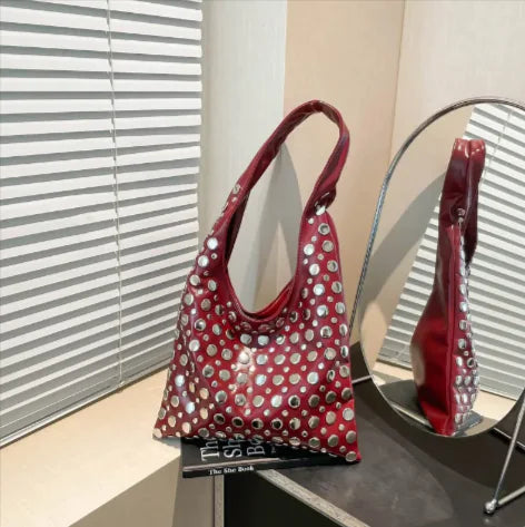Polka Dot Rivet Shoulder Bag