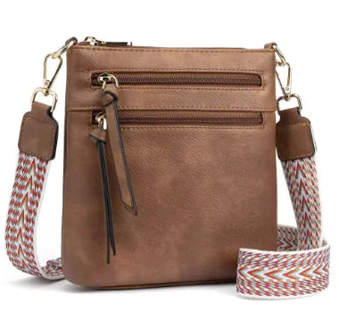 Multi-Zipper Vertical Shoulder Bag