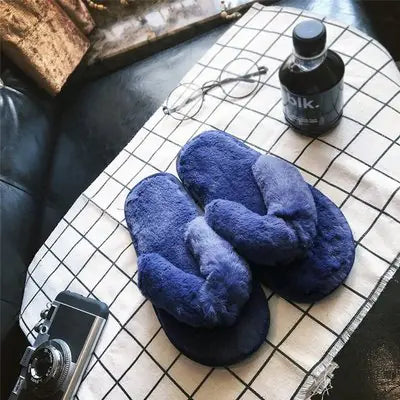 Winter Indoor Cotton Slippers for Women with Thick Sole