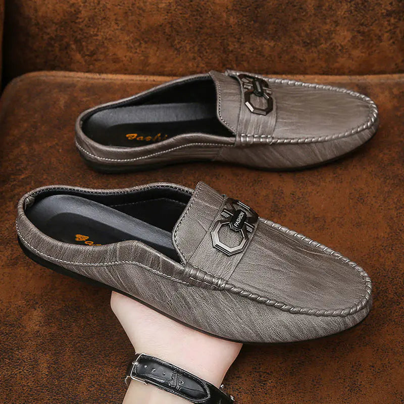 Men's Half-Wrapped Slip-On Closed Toe Leather Loafers