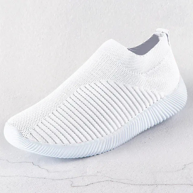 Fashionable Knitted White Sneakers for Women