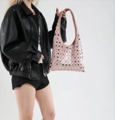 Polka Dot Rivet Shoulder Bag