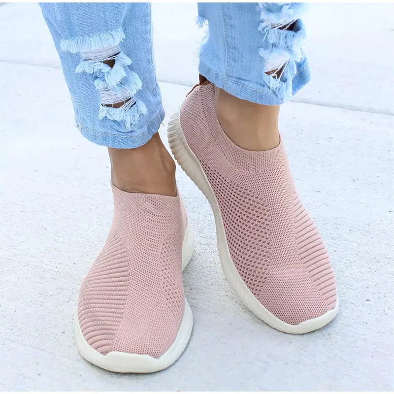 Fashionable Knitted White Sneakers for Women