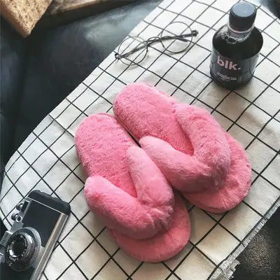 Winter Indoor Cotton Slippers for Women with Thick Sole