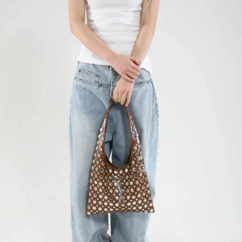Polka Dot Rivet Shoulder Bag