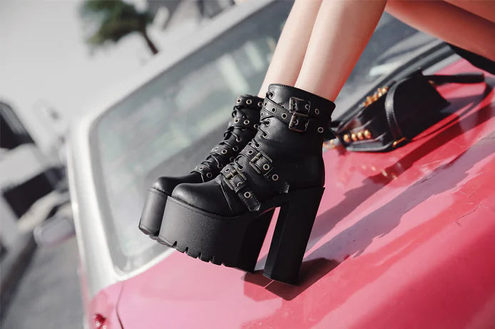 High Heel Ankle Boots with Studs for Women