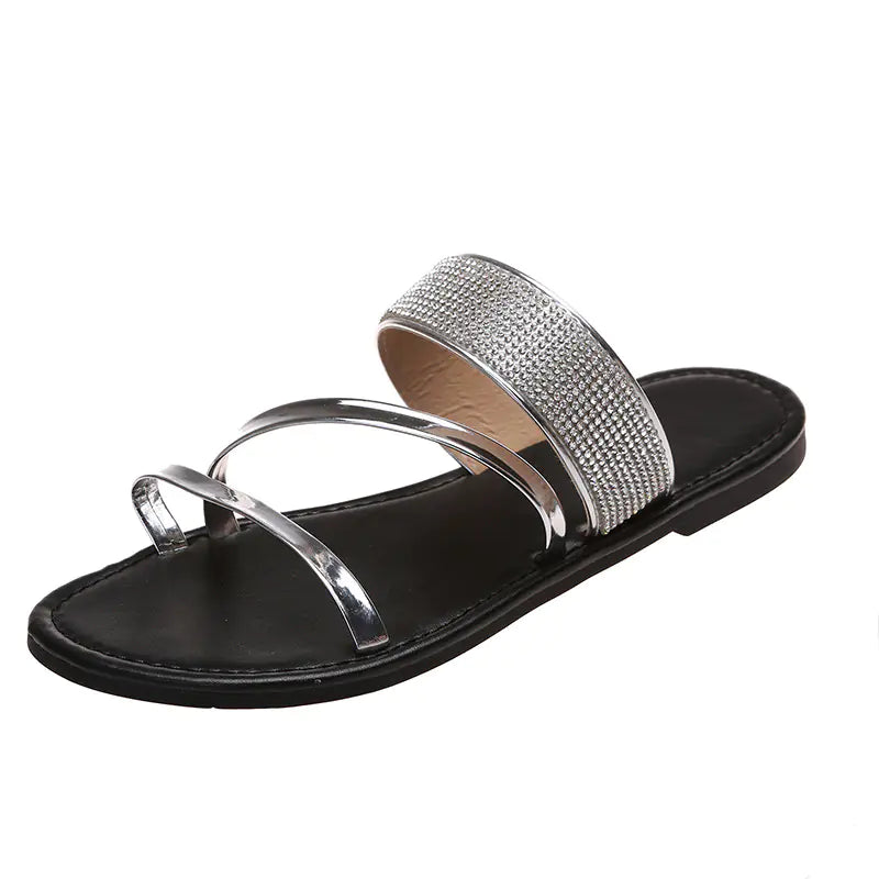 Large Outdoor Rhinestone Casual Sandals for Women