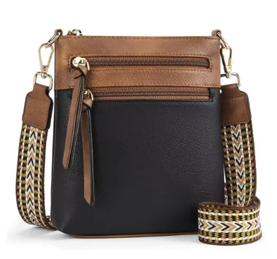 Multi-Zipper Vertical Shoulder Bag